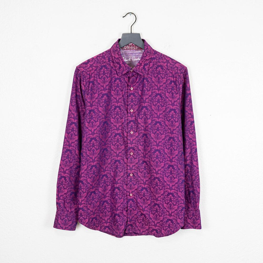 Robert Graham Bayview button up Shirt Floral Jacquard Fuschia Small